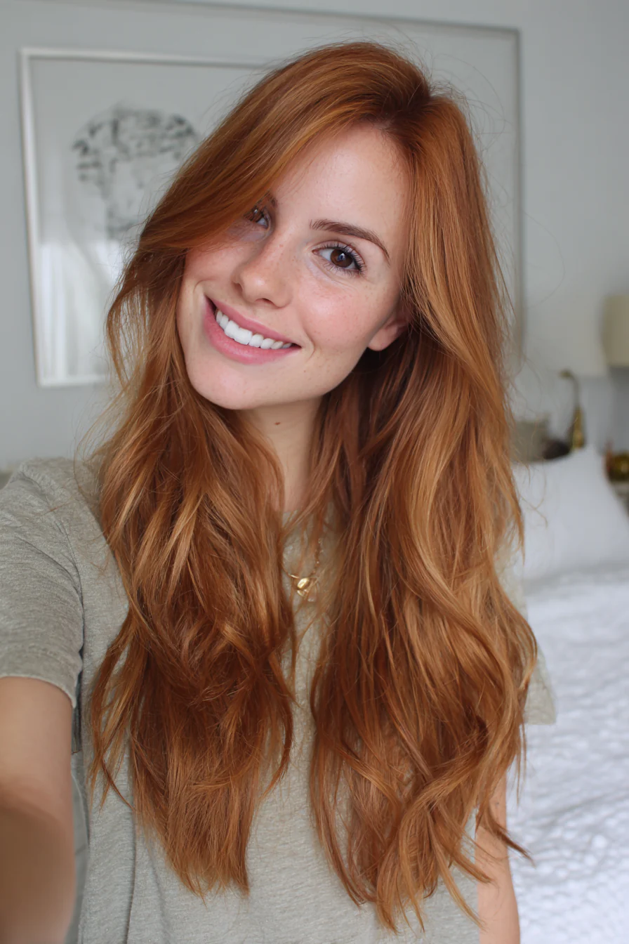 7. Mittlere kastanienbraune weiche geschichtete Wellen (geschichtete Frisuren für dünnes Haar) – geschichtete Frisuren für dünnes Haar