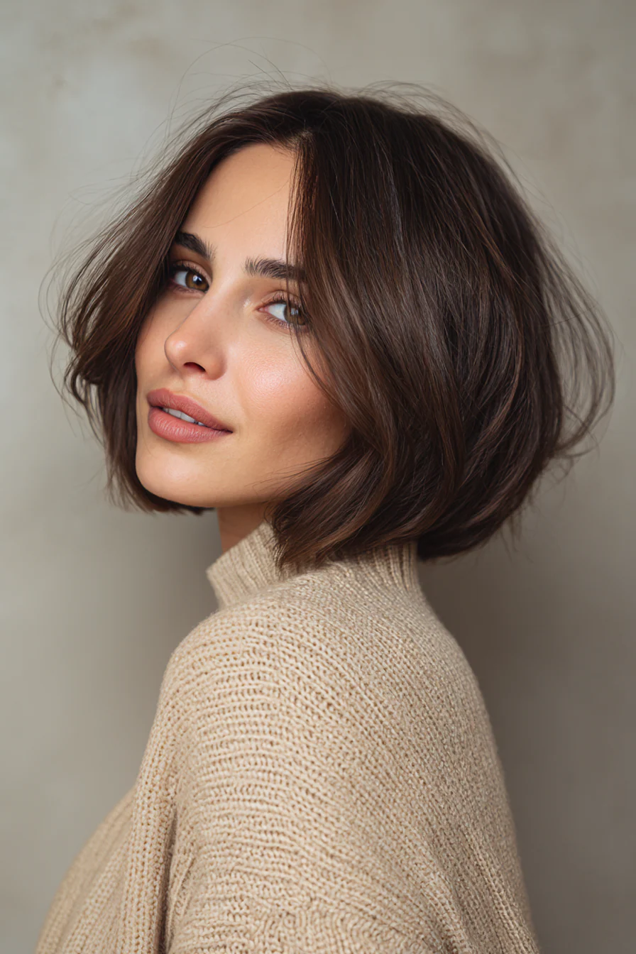 7. Abgerundeter Bob mit warmem Mokkabraun (Haarschnitte für dickes Haar) – Haarschnitte für dickes Haar