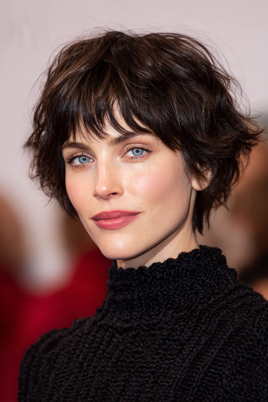 7. Kurzer Shag-Schnitt in Smoky Brunette (Kurzhaarschnitte für Frauen über 40 mit feinem Haar) – Kurzhaarschnitte für Frauen über 40 mit feinem Haar