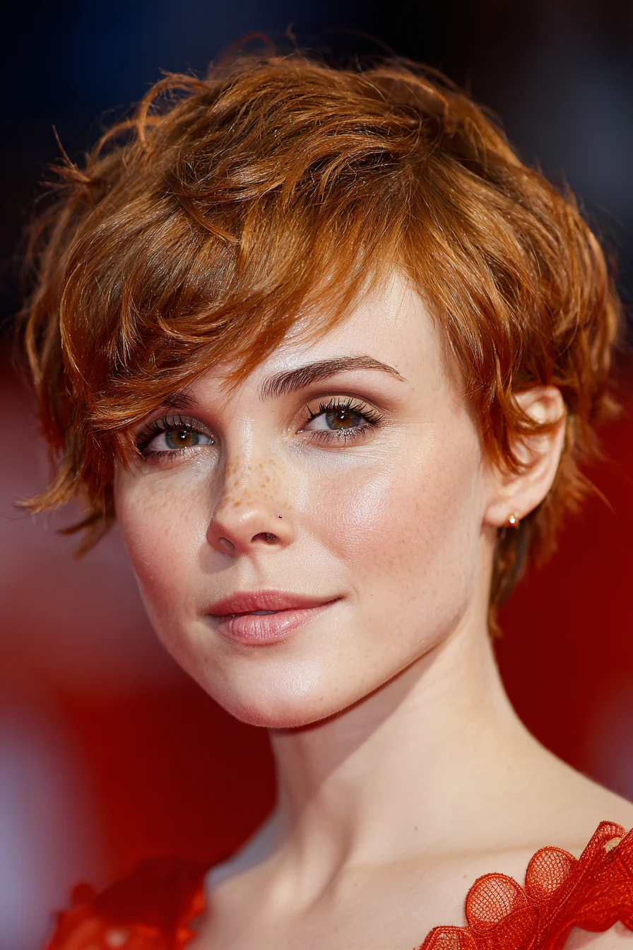 7. Soft Auburn Feathered Pixie (Kurze Pixie-Frisuren) – Kurze Pixie-Frisuren
