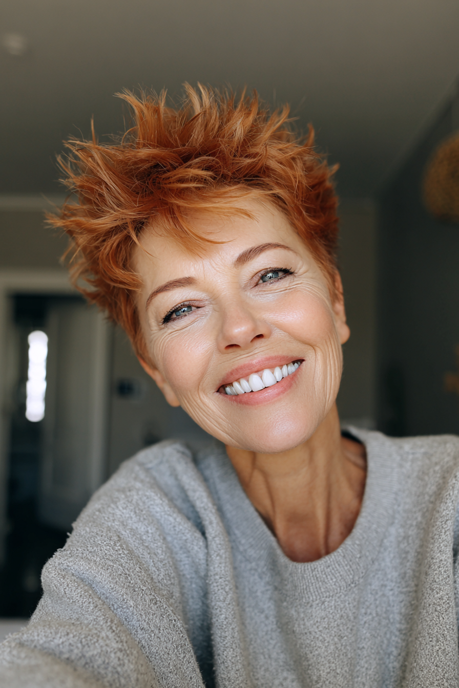 7. Weiche Zimtstachelschichten (kurze, stachelige Frisuren für Frauen über 60) - kurze, stachelige Frisuren für Frauen über 60