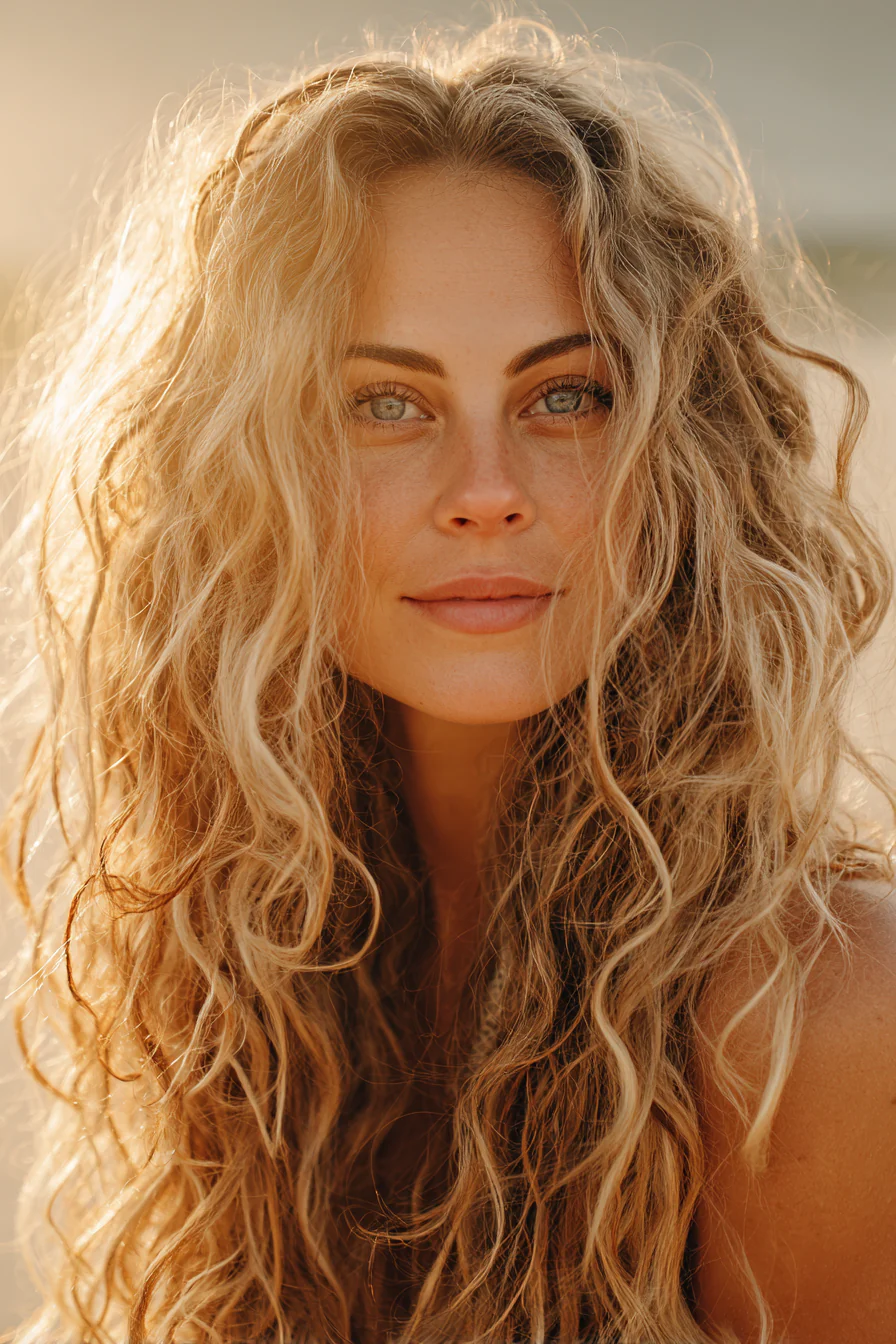 7. Sonnenbeschienene honigblonde lange Schichten (lange lockige Haarschnitte) – Lange lockige Haarschnitte