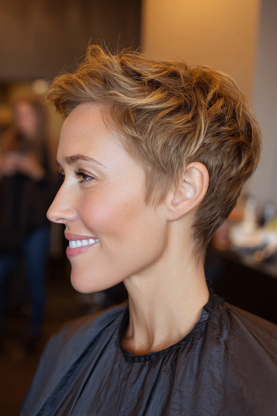 7. Strukturierter Pixie in Hellbraun mit Honig-Untertönen (Brautjungfernfrisuren) – Brautjungfernfrisuren