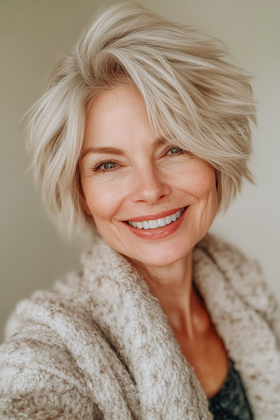 7. zerzauste sandige blonde Spikes (stachelige Frisuren für Frauen über 60) - Stachelnde Frisuren für Frauen über 60