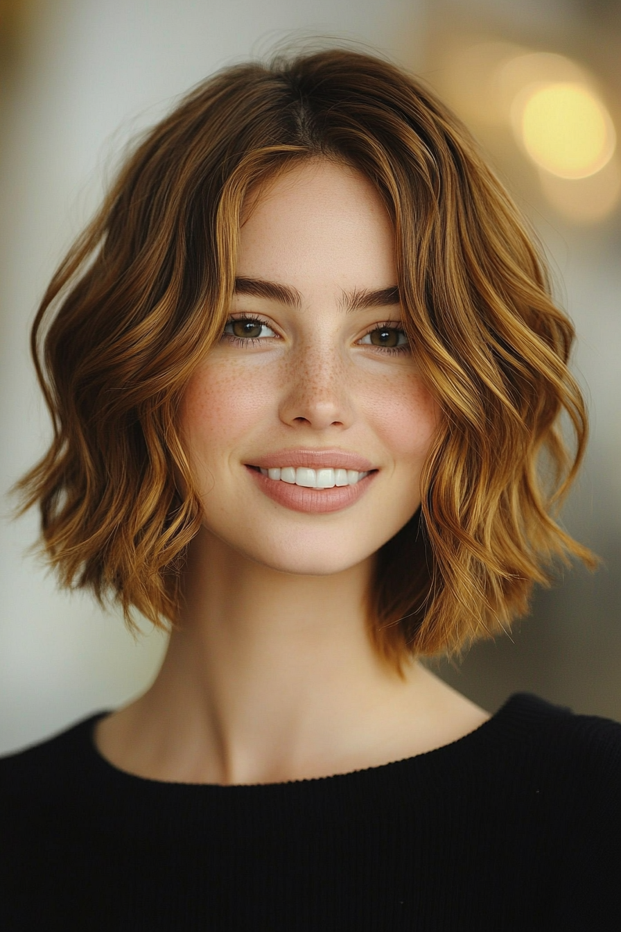 7. Wellener Bob in goldenem Karamell (Bob -Haarschnitte für Frauen) - Bob Haarschnitte für Frauen