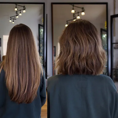 Schulterlanger Wash-and-Go-Bob mit dickem Haar