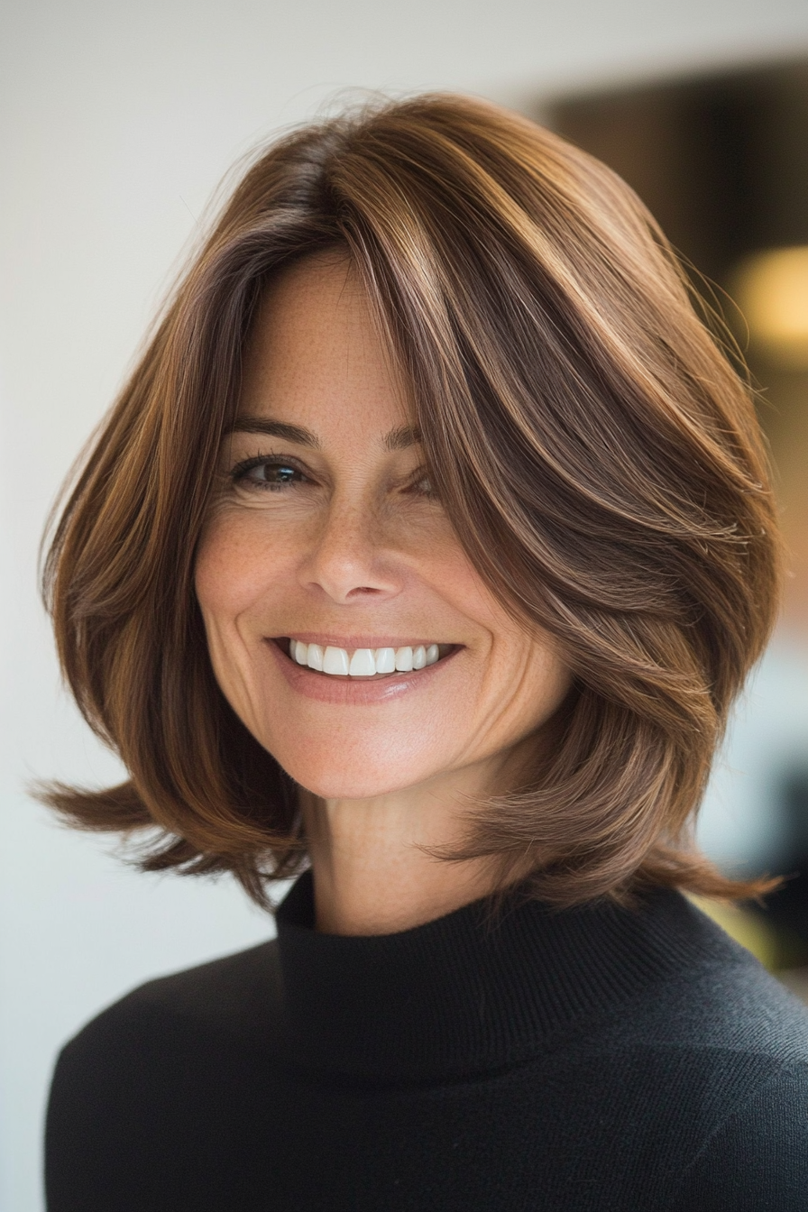 8. Blended Lob in Kastanienbraun (mittel- bis kurze Haarschnitte für Frauen über 50) - mittel- bis kurze Haarschnitte für Frauen über 50