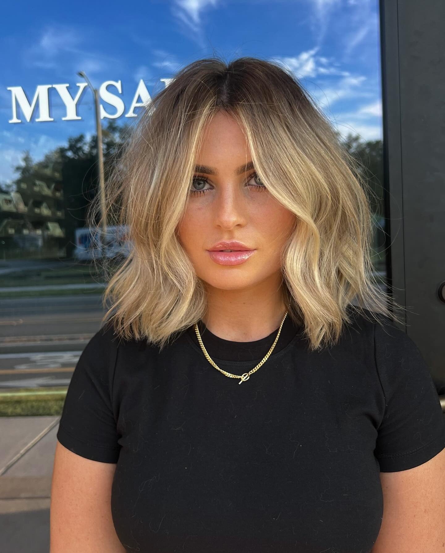 7. Strukturierte Bronde -Lob (Bronde Haarfarbe)