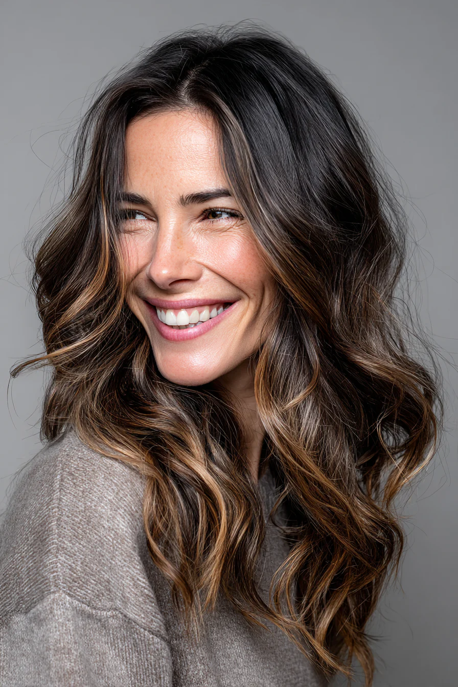 8. Schokoladen-Balayage-Wellen (edle Frisuren für Frauen über 50) – edle Frisuren für Frauen über 50