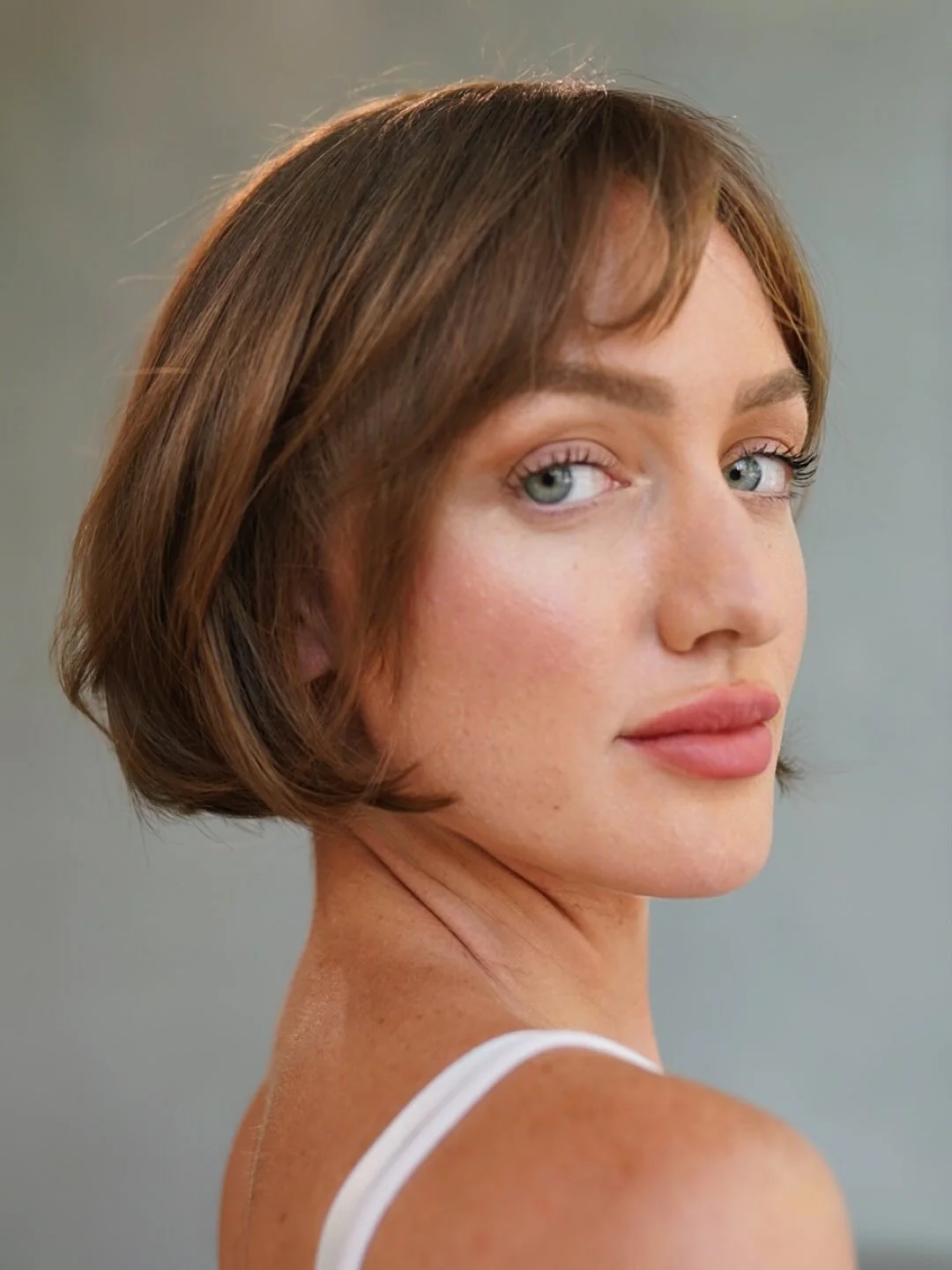 8. Klassischer kurzer Bob mit zarten Fransen, die das Gesicht umrahmen (kurze Frisuren mit Pony)