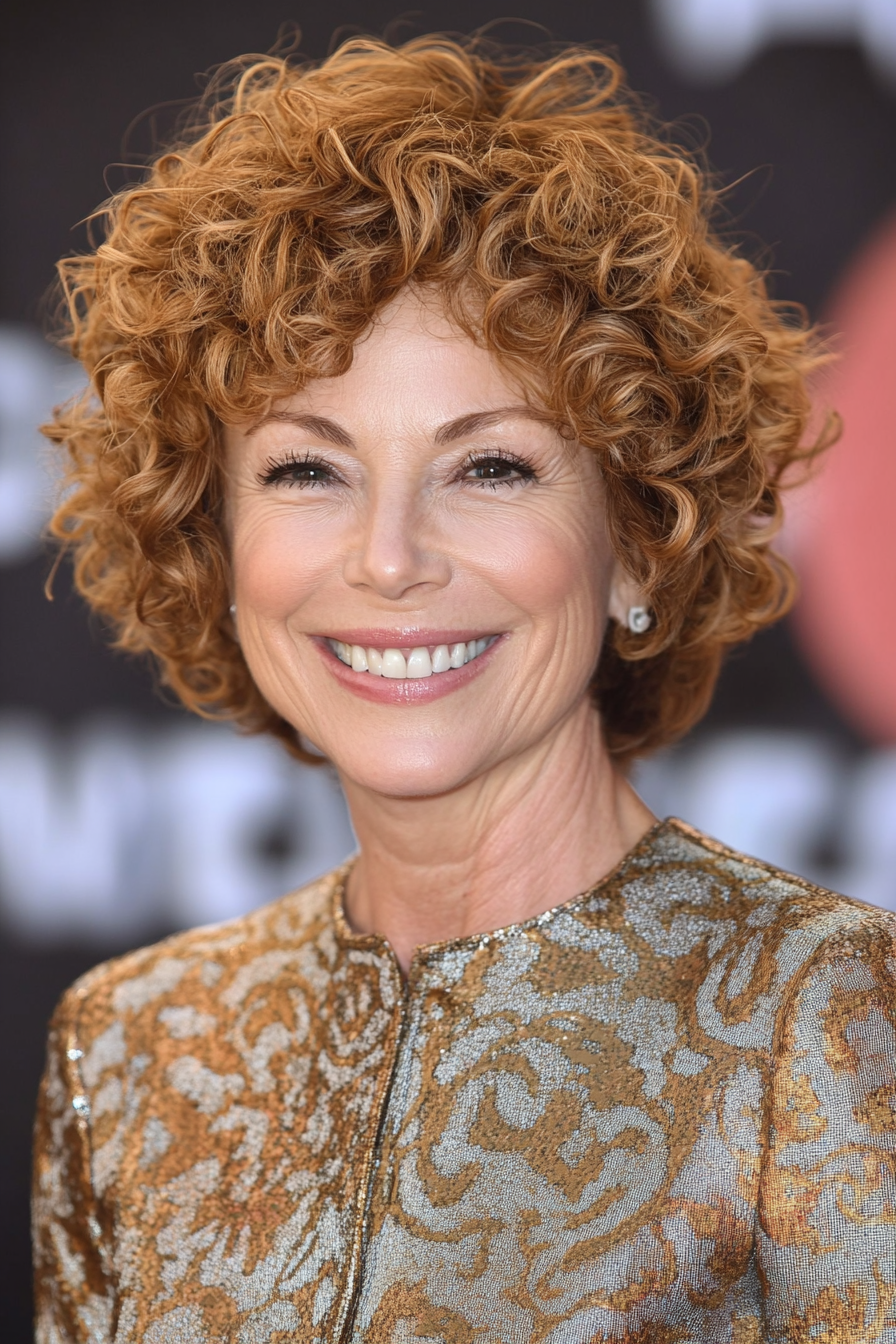 8. Curly Crop in hellgoldbraun (kurze stilvolle Frisuren für Frauen über 50) - kurze stilvolle Frisuren für Frauen über 50