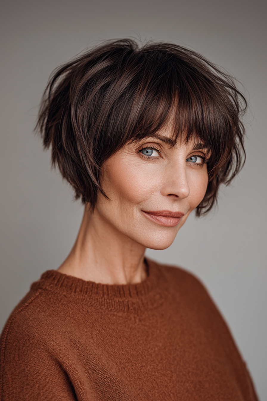 8. Dunkle Mokka -abgehackte Bob (Herbsthaarschnitte für Frauen über 50) - Herbsthaarschnitte für Frauen über 50