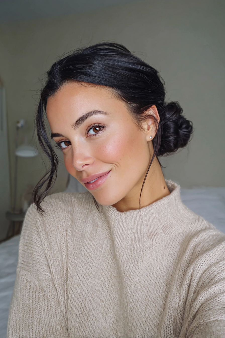 8. Elegantes niedriges Brötchen in glänzendem Jet Black (alte Geldfrisuren) - Alte Geldfrisuren