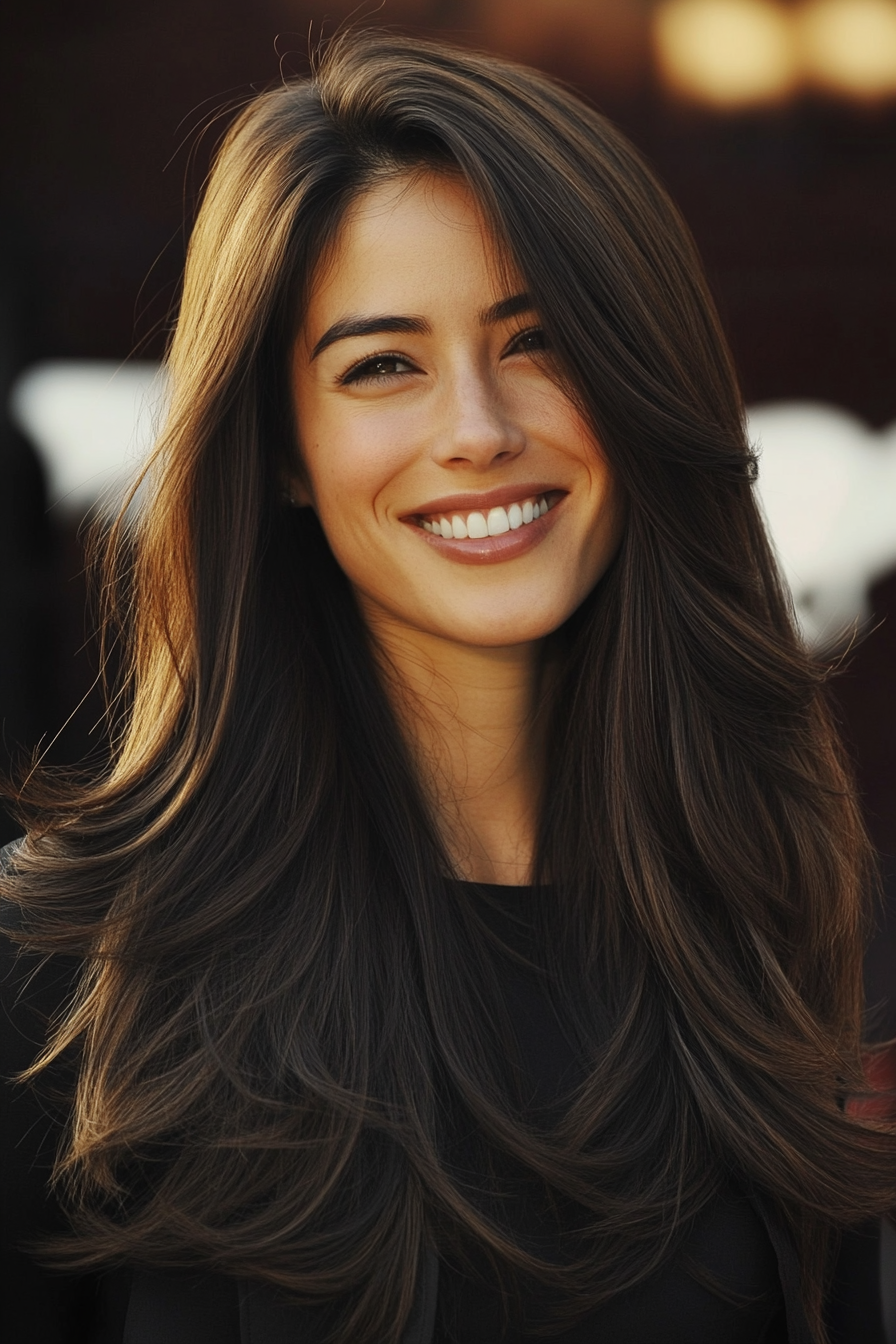 8. Espresso Brünette subtile Schichten (lang geschichtete Haarschnitte) - lang geschichtete Haarschnitte