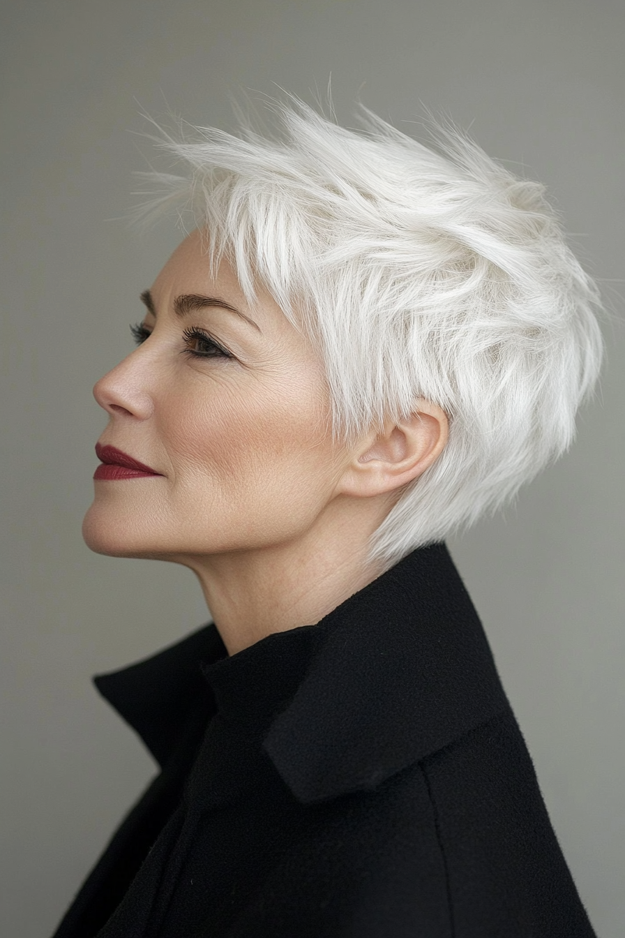 8. Eispeziger weißer Ernte Shag (kurze Shag -Haarschnitte für Frauen über 60) - kurze Shag -Haarschnitte für Frauen über 60