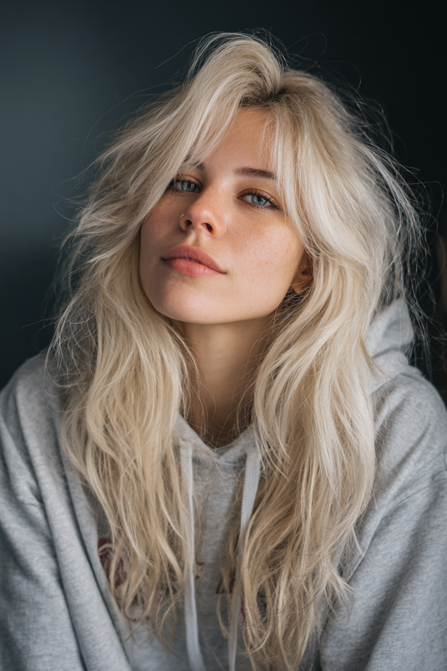 8. Elfenbein blonde lange Shag -Schichten (alte Geldhaarschnitte) - Alte Geldhaarschnitte