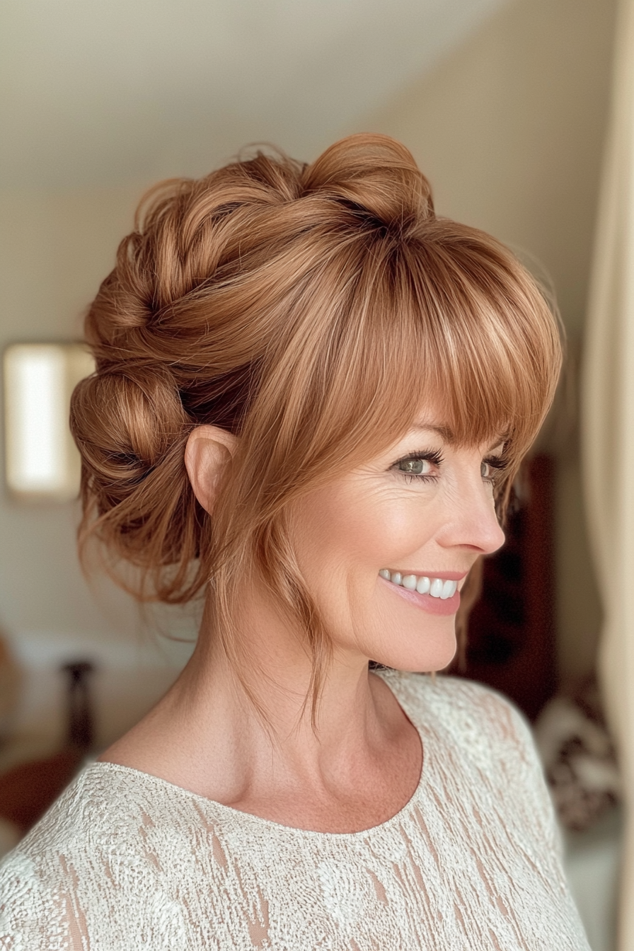 8. Knotted Hochsteckfrisur in weichem Karamell (Hochsteckfrisur für Frauen über 40) - Hochsteckfrisuren für Frauen über 40