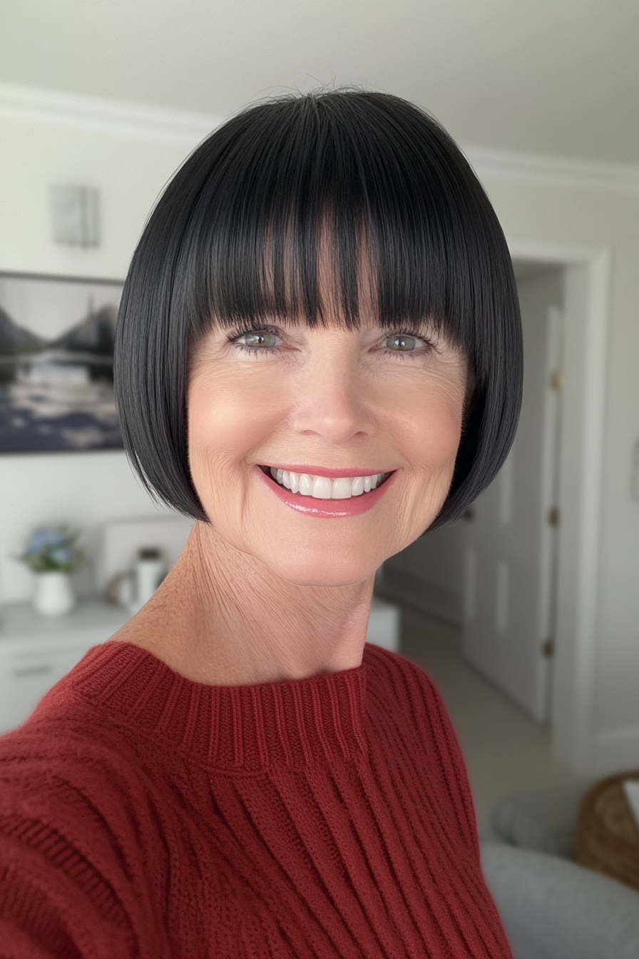 8. Moderne Schüssel in weicher Schwarz (kurze gerade Frisuren für ältere Frauen) - kurze gerade Frisuren für ältere Frauen