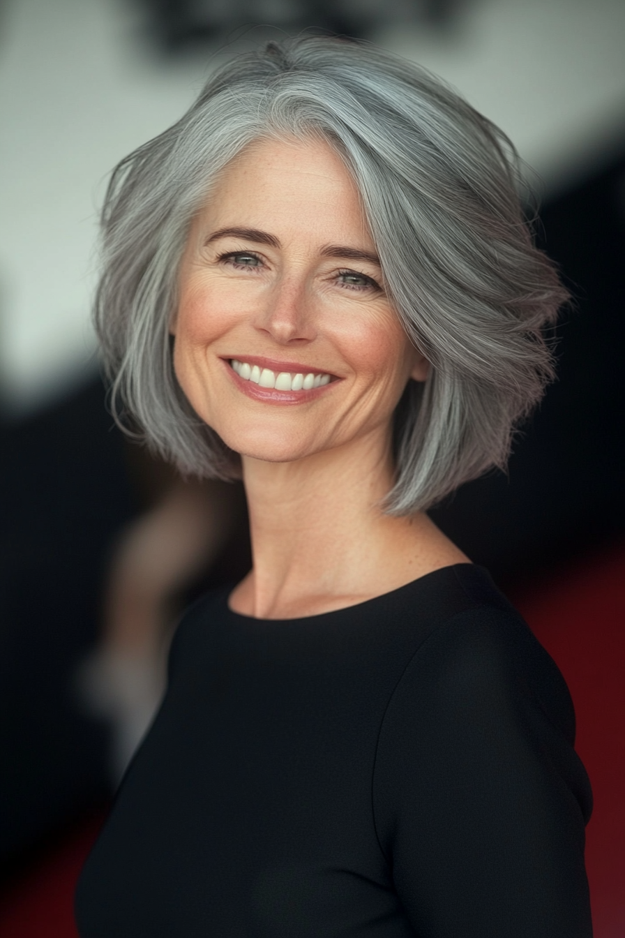 8. Natural Grey Tapered Cut (Haarschnitte für Frauen über 50 mit grauem Haar) - Haarschnitte für Frauen über 50 mit grauem Haar