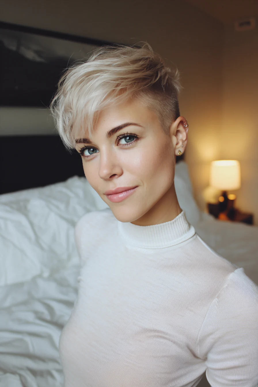 8. Neutral Beige Undercut Pixie (Kurze Pixie-Frisuren) – Kurze Pixie-Frisuren