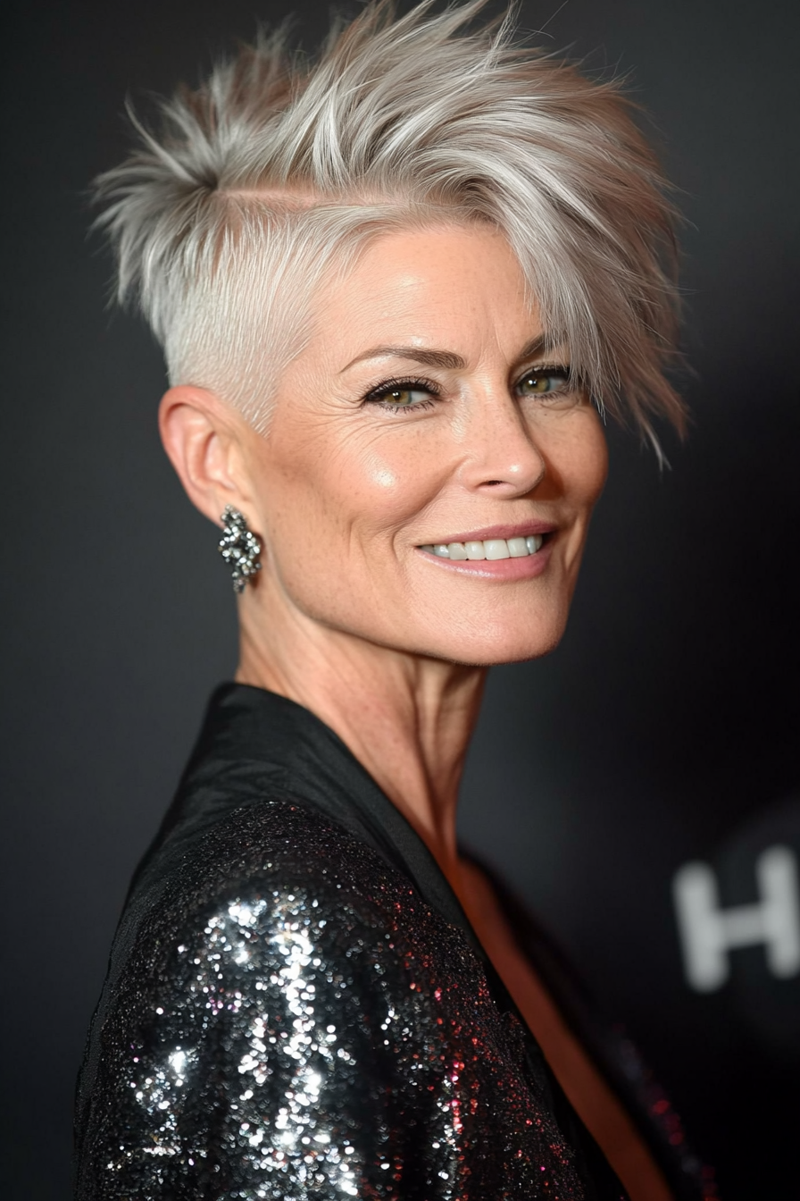 8. Platin -Federed Undercut Crop (Unterschneidungsfrisuren für Frauen über 50) - Undercut -Frisuren für Frauen über 50