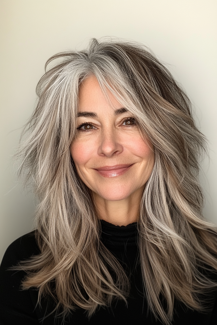 8. Shaggy -Salz und Pfeffer mit Honigbraun geschnitten