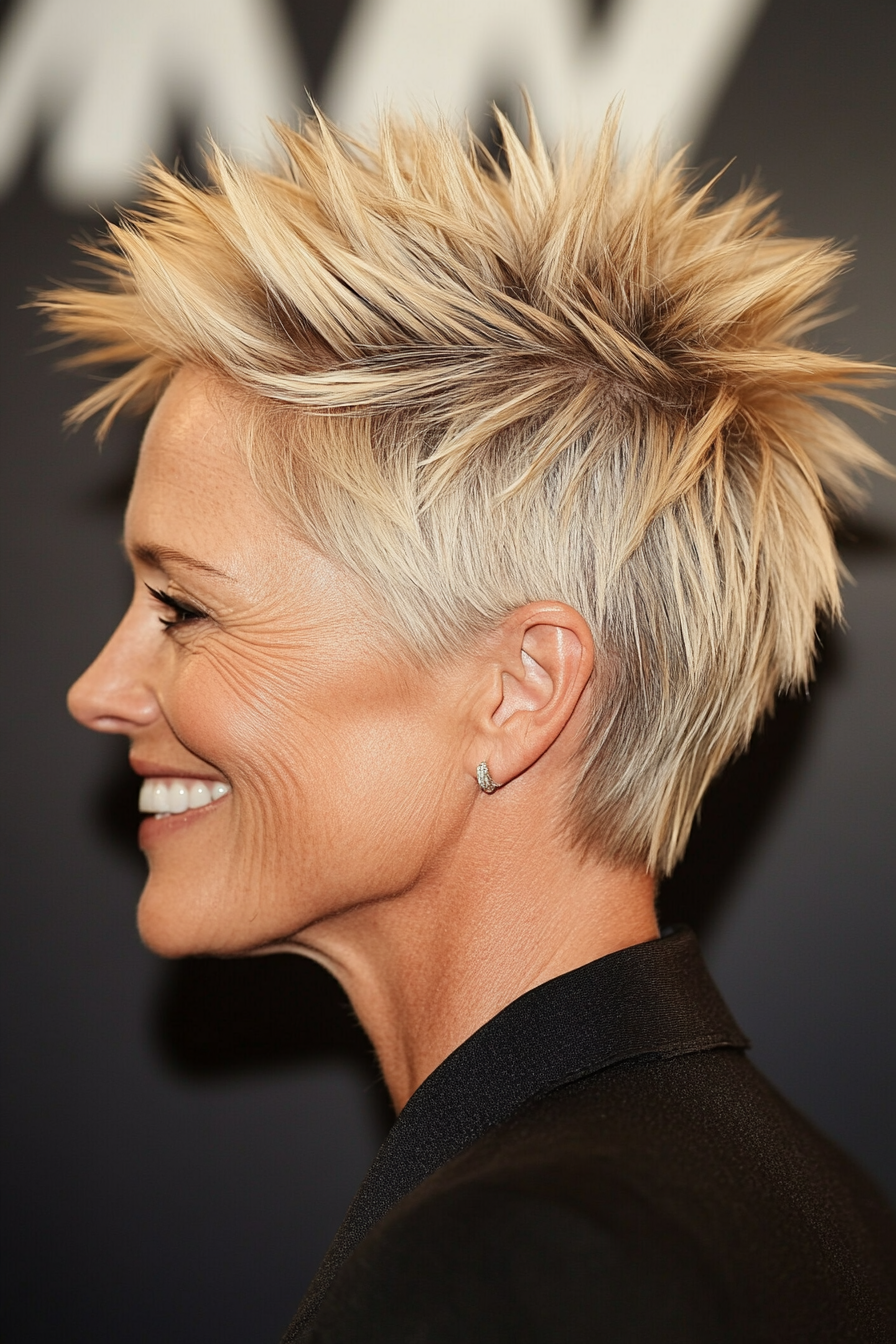 8. Kurze Spiky Taper in warme Honigblondine (kurze Spiky -Frisuren für ältere Frauen) - kurze, stachelige Frisuren für ältere Frauen
