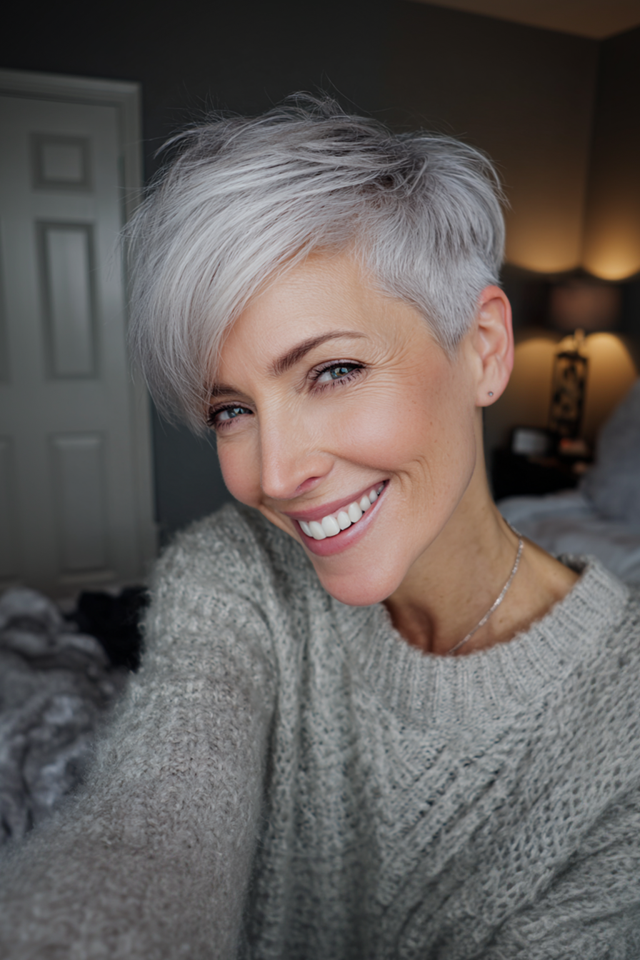 8. Silver Fox Sweep Pixie (Pixie -Frisuren für Frauen über 40) - Pixie -Frisuren für Frauen über 40