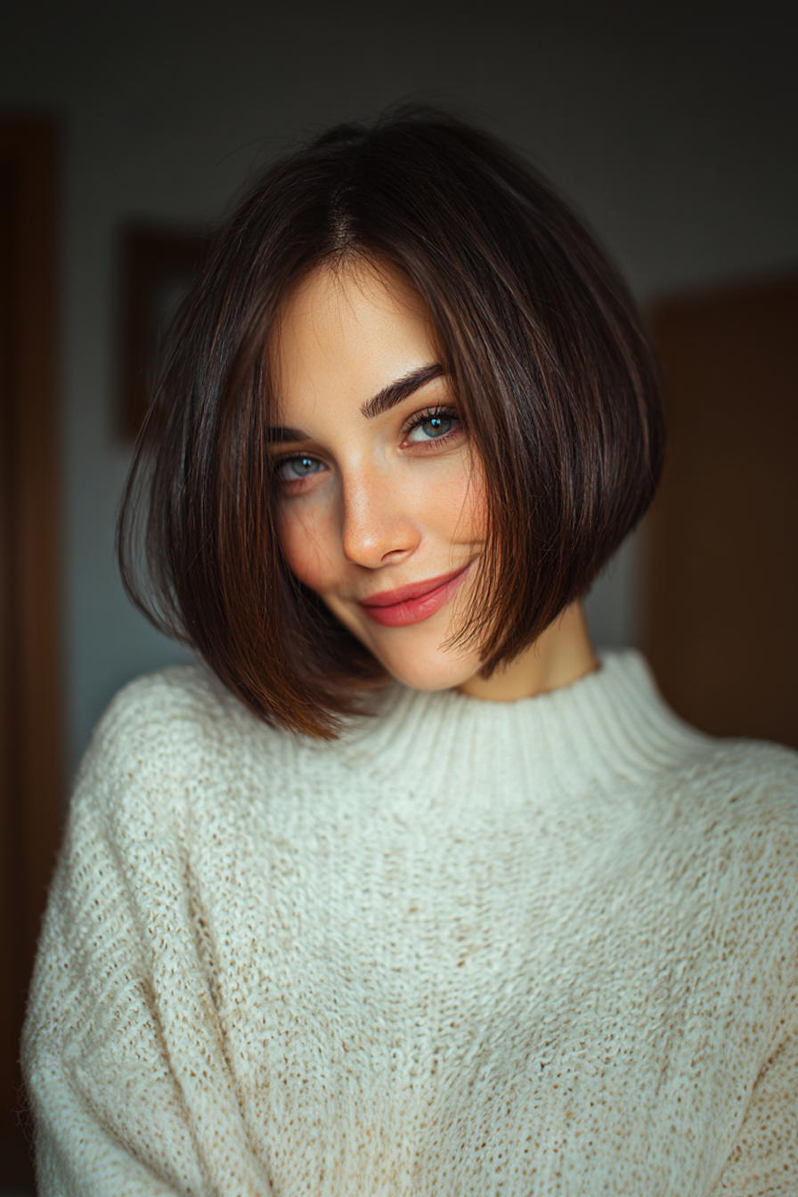 8. Schlanker Abgleer Bob mit Kastanientiefe (Haarschnitte für Frauen) - Haarschnitte für Frauen