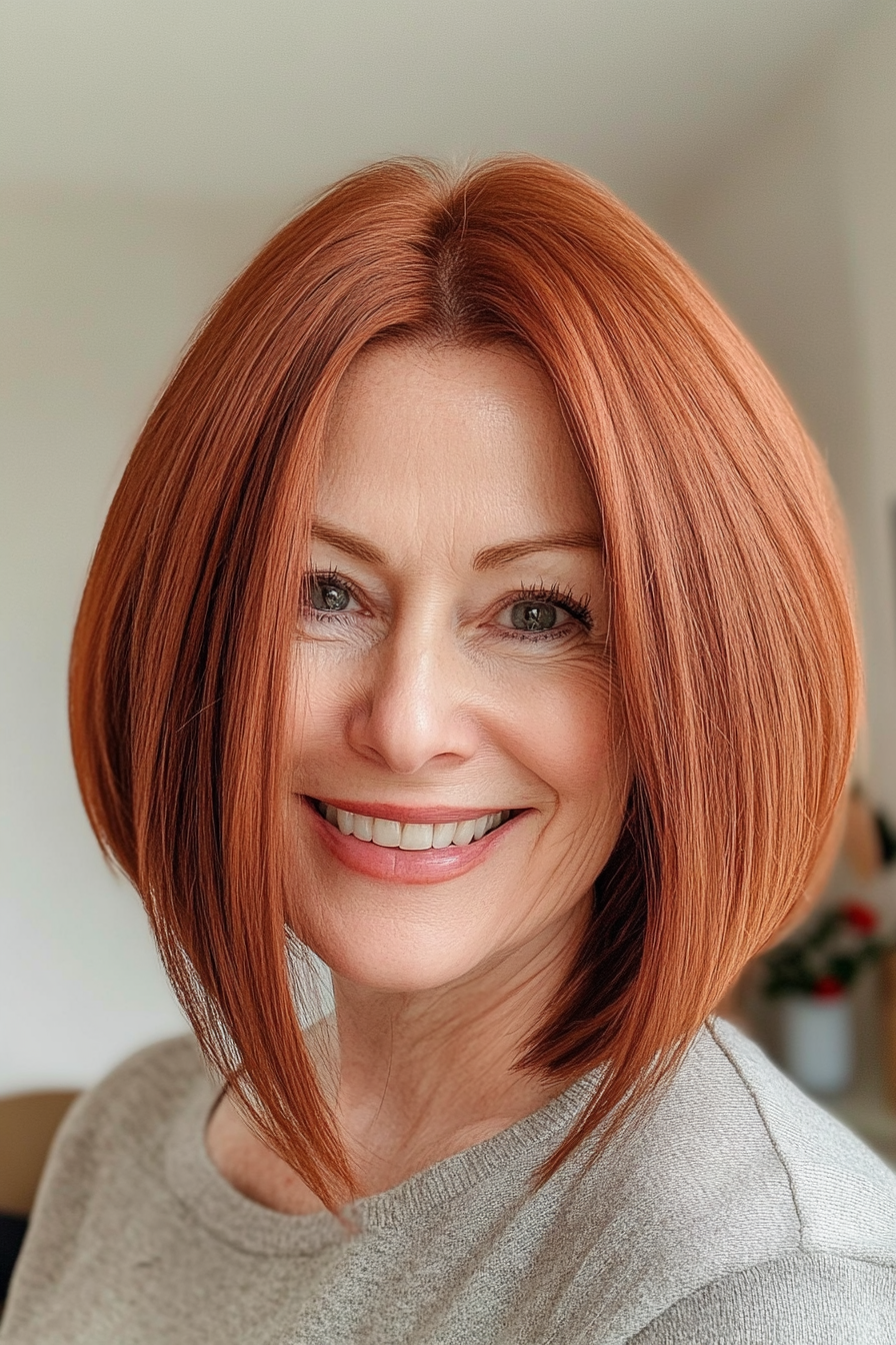 8. Weicher Auburn Inverted Bob (umgekehrte Bob -Haarschnitte für ältere Frauen) - Umgekehrte Bob -Haarschnitte für ältere Frauen