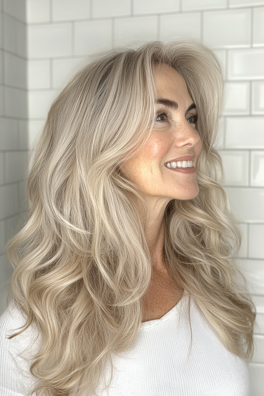 8. Subtile Locken in mittlerer Blondine (Haarschnitte für Frauen über 60 mit welligem Haar) - Haarschnitte für Frauen über 60 mit welligen Haaren