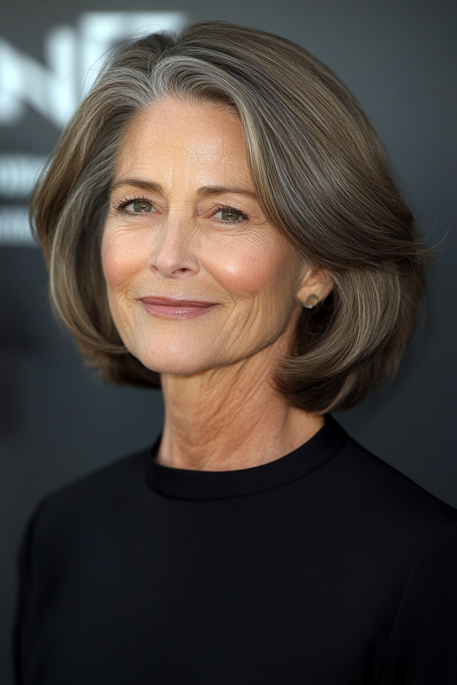 8. Tapered Ausschnitt Bob in mittelbrauner (Ausschnittslänge Haarschnitte für ältere Frauen) - Ausschnitt Länge Haarschnitte für ältere Frauen