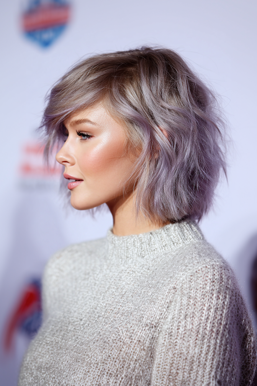 8. Strukturierte Lob mit eisiger Lavendelbalayage (mittelgroße Haarschnitte für feines Haar) - mittelgroße Haarschnitte für feines Haar