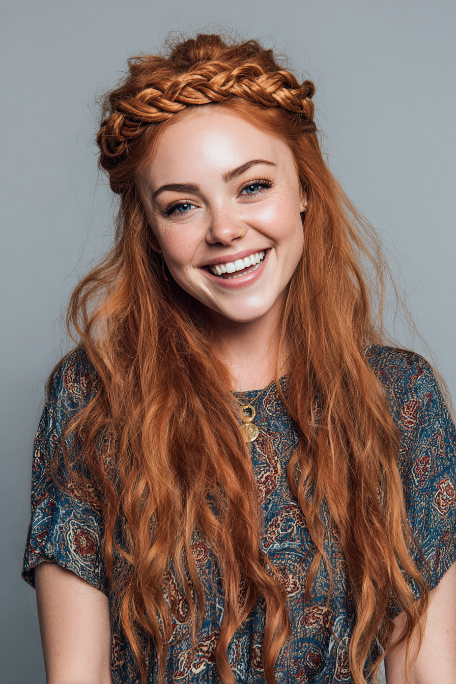 8. Warm Auburn Knot Crown (Wikinger-Frisuren für Frauen) – Wikinger-Frisuren für Frauen