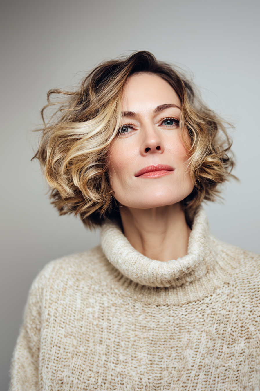 8. Wellenbob mit Gesichtsfrüchten -Highlights (Kinnlänge Haarschnitte für ältere Frauen) - Haarschnitte für ältere Frauen Kinnlänge