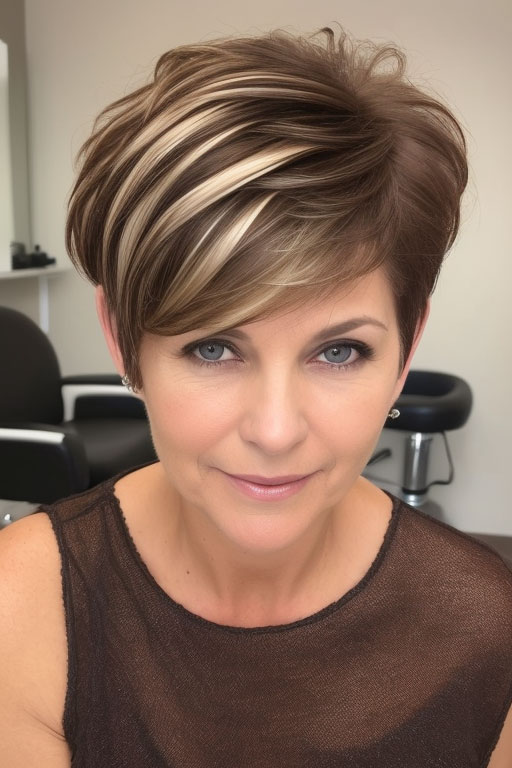 Chic Layered Pixie Cut für Frauen über 50, Pixie -Haarschnitte für Frauen über 50