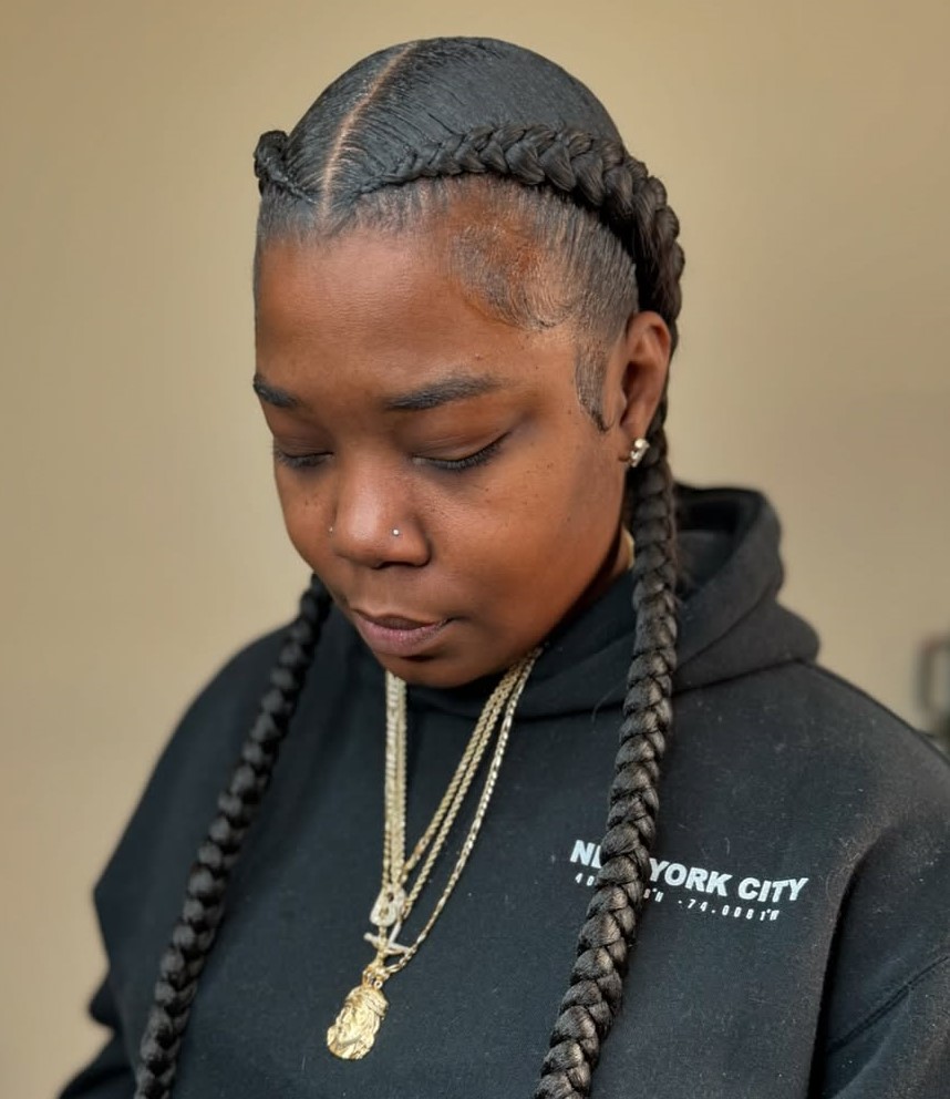 Zwei Feed in Zöpfen