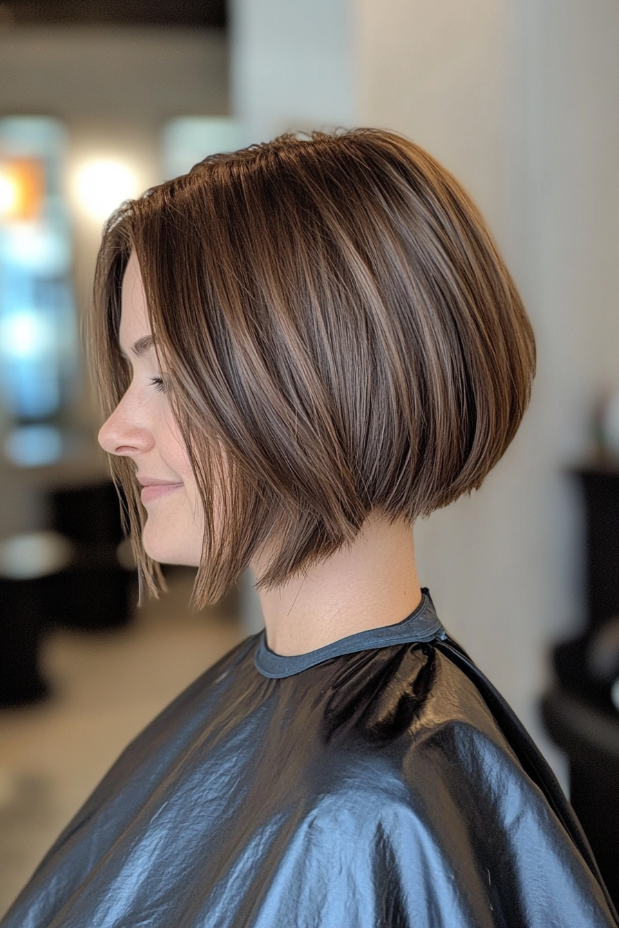 9. Aschebraune getrennte Schicht Bob (abgewinkelte geschichtete Bob -Haarschnitte) - abgewinkelte, geschichtete Bob -Haarschnitte