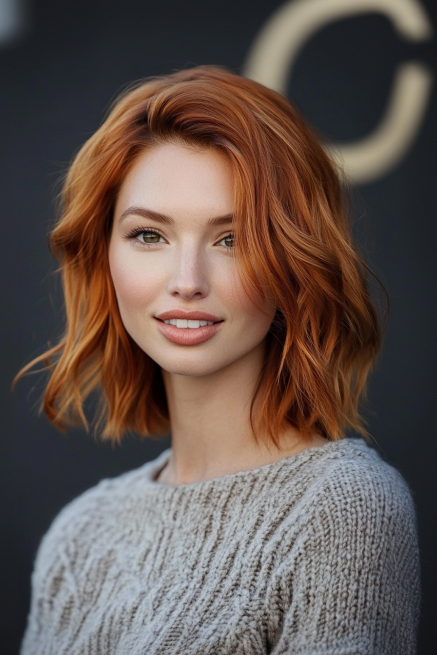 9. Blended Schulterschichten in Bernsteinrose (geschichtete Haarschnitte für dünnes Haar) - geschichtete Haarschnitte für das dünne Haar