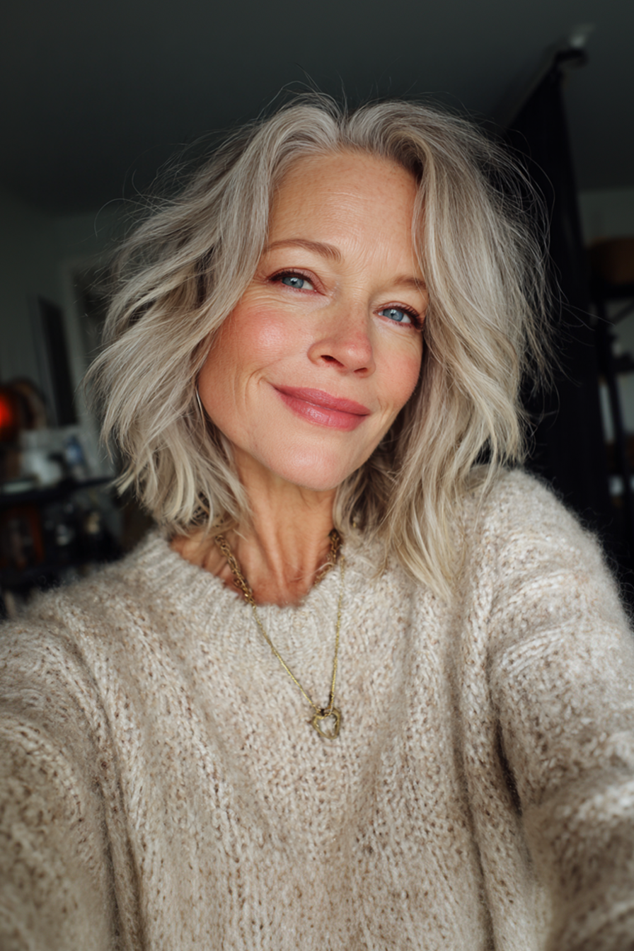 9. Abgehende Champagner -Lob (lange Bob -Haarschnitte für Frauen über 50) - Lange Bob -Haarschnitte für Frauen über 50