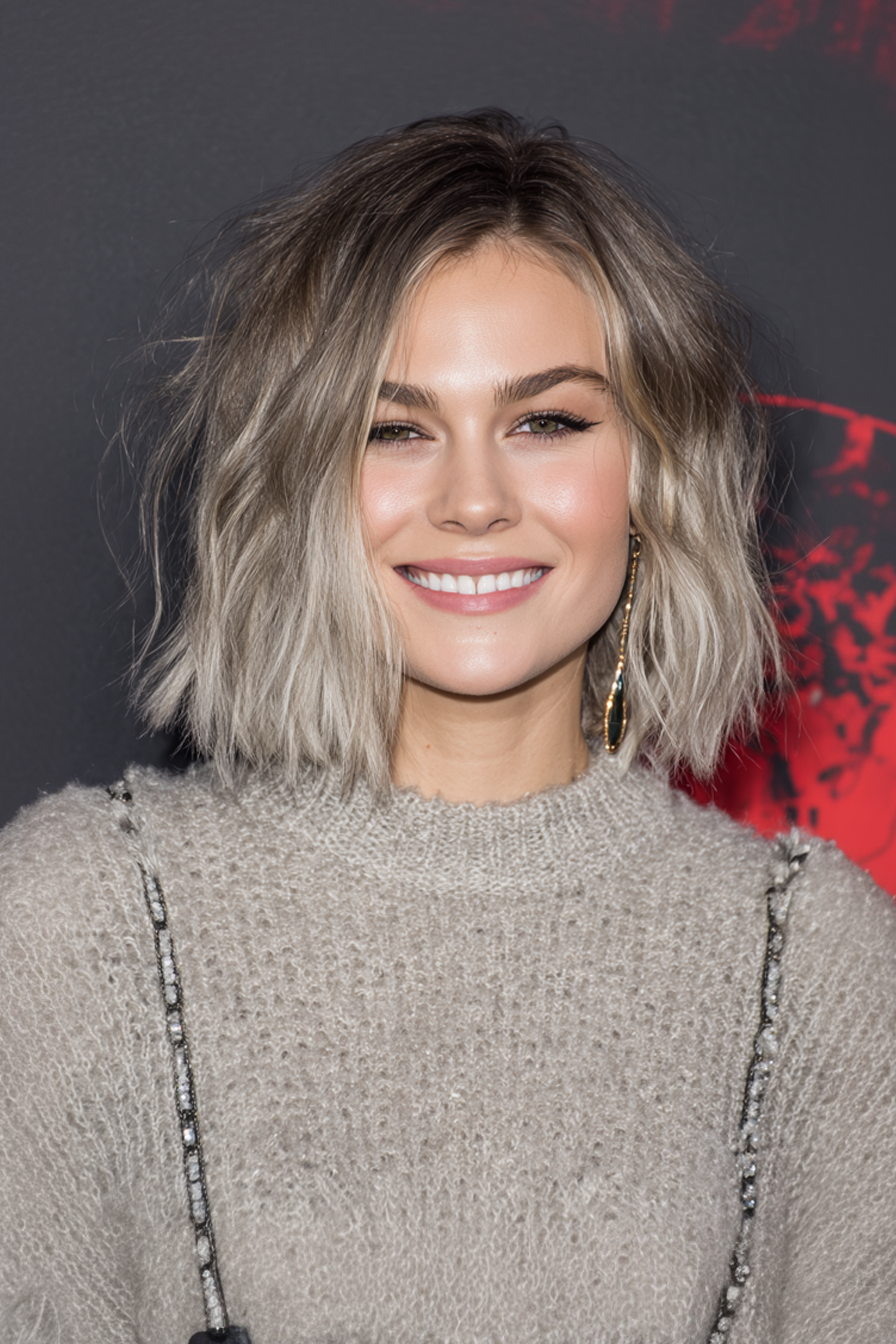 9. abgehackte Lob mit aschblonden Streifen (Haarschnitte für Frauen) - Haarschnitte für Frauen