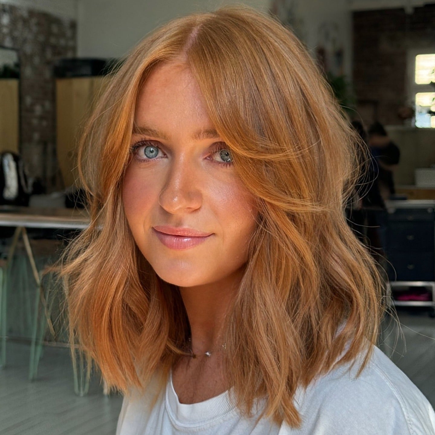 9. Kupferfarbener goldener Lob mit weichem Volumen (schulterlanger Lob)