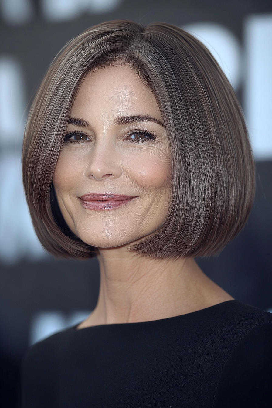 9. Elegant Ash Braun French Bob (elegante kurze Frisuren für ältere Frauen) - Elegante kurze Frisuren für ältere Frauen