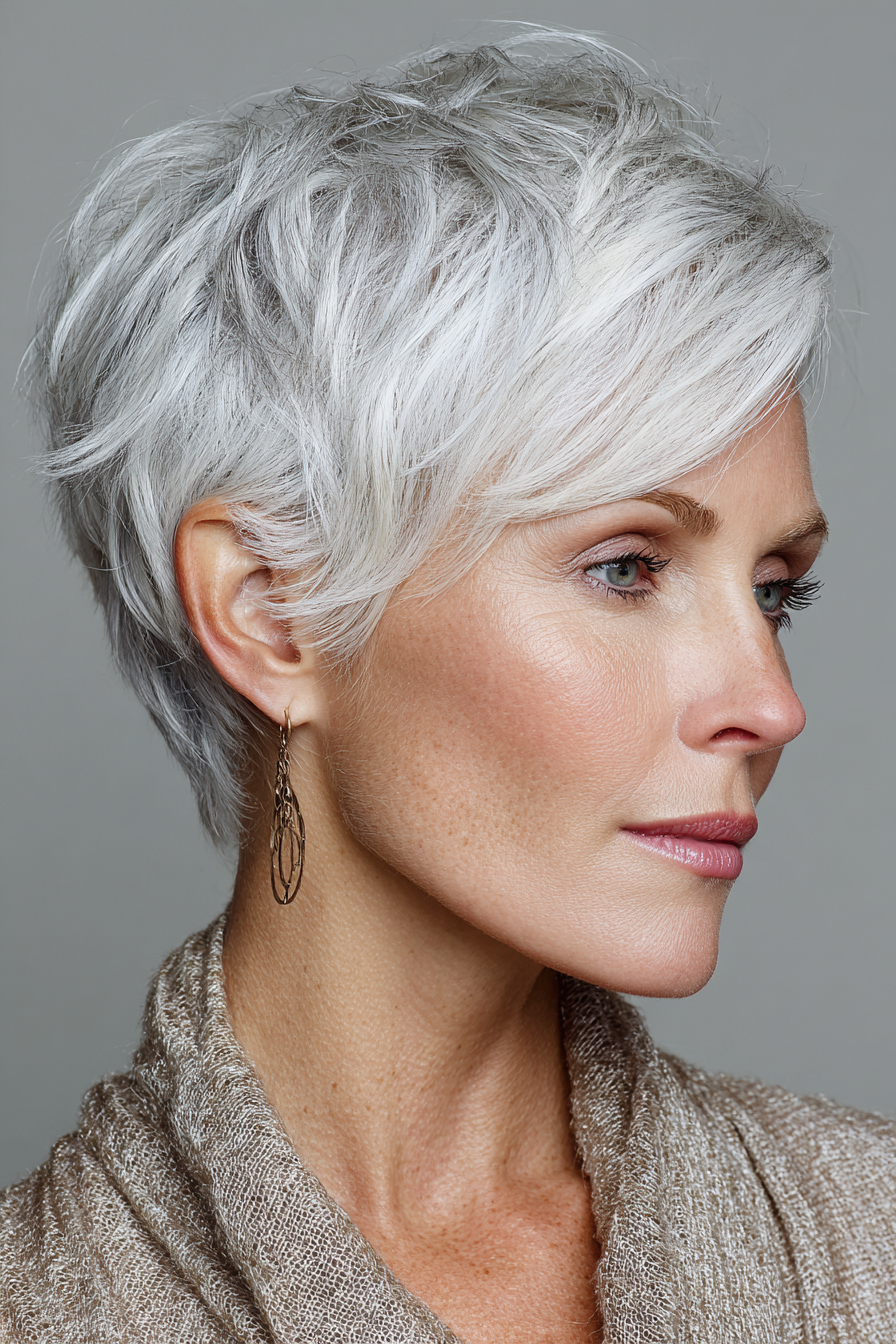 9. Frosted Silver Tapered Cut (Weiße Frisuren für Frauen über 50) – Weiße Frisuren für Frauen über 50