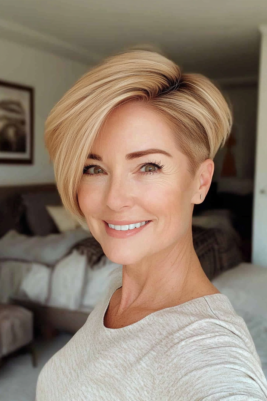 9. Golden Blonde Undercut Taper (kurze Undercut -Frisuren für Frauen über 50) - kurze Unterschneidungsfrisuren für Frauen über 50