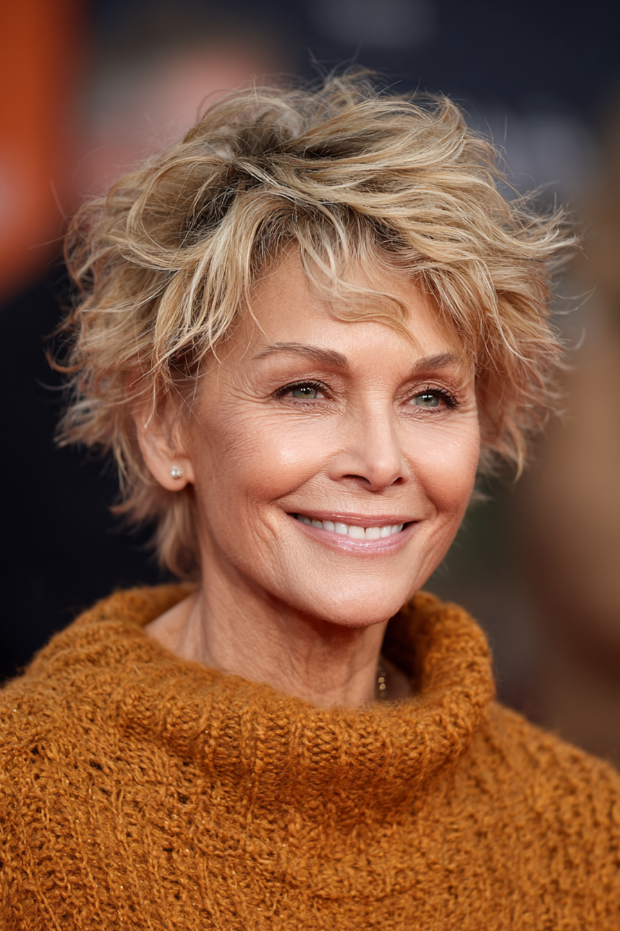 9. Golden Caramel Shaggy Crop (Kurzzottelfrisuren für Frauen über 60) – Kurzzottelfrisuren für Frauen über 60