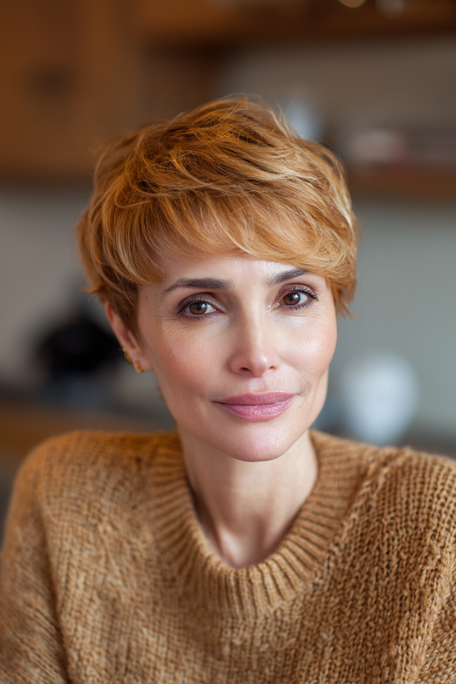 9. Golden Honey Soft Pixie (Pixie -Frisuren für Frauen über 40) - Pixie -Frisuren für Frauen über 40