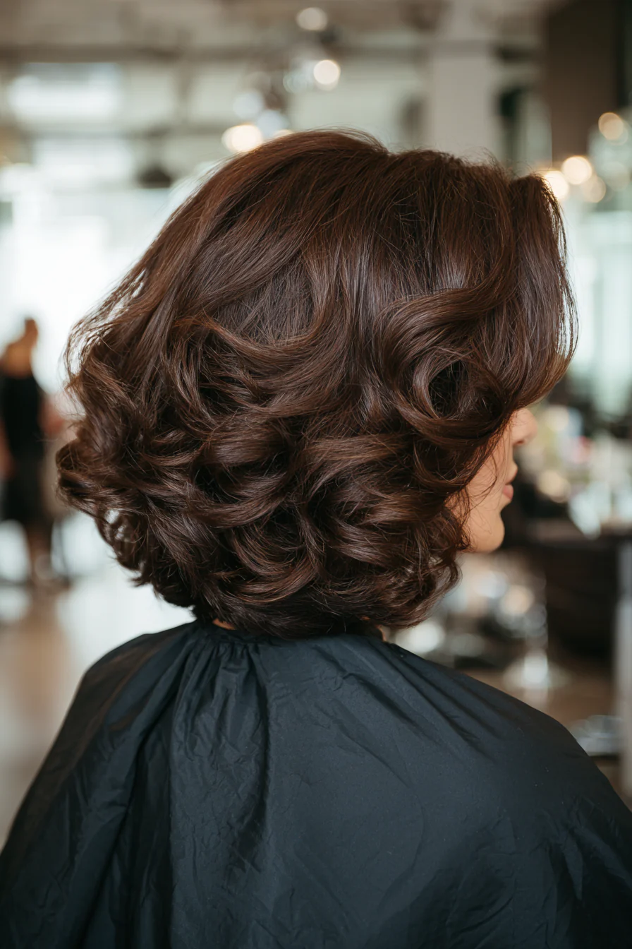 9. Layered Dark Chocolate Coiled Lob (Layered Curly Hairstyles) – Layered Curly Hairstyles