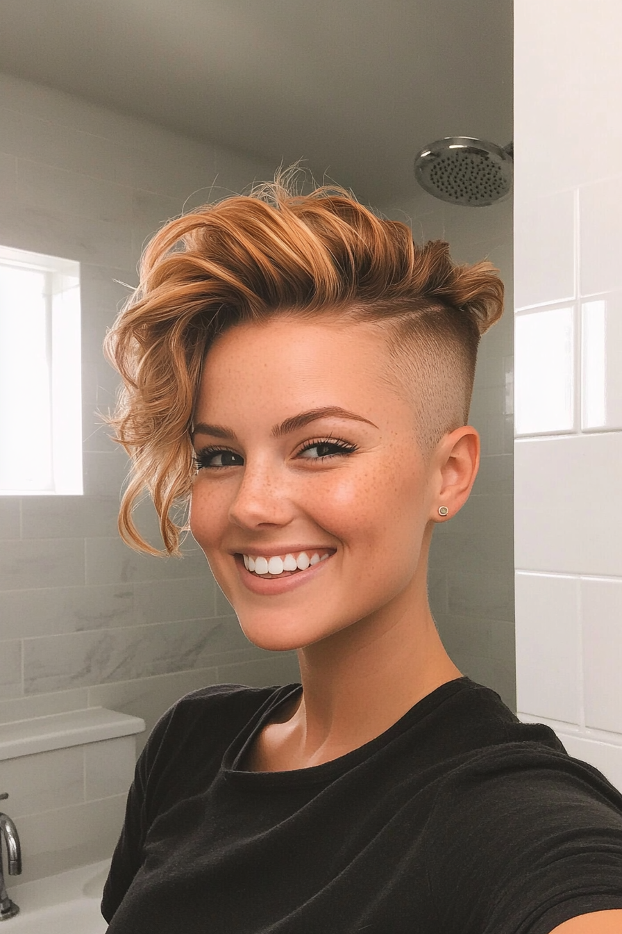 9. Leichtes Karamell Faux Hawk mit Unterschnur (Faux Hawk Haircuts for Women) - Faux Hawk Haircuts für Frauen