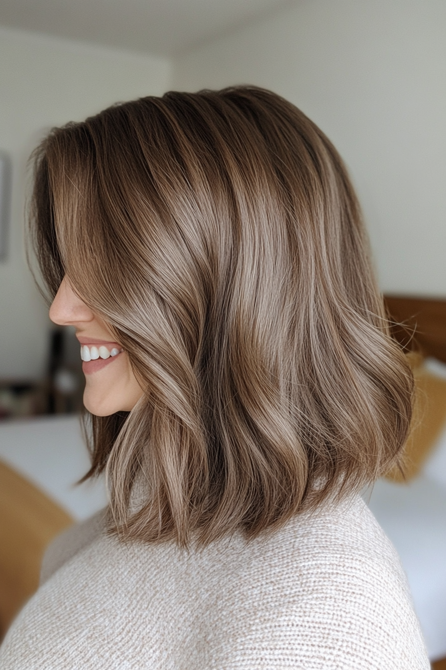 9. Pilzbraun mit mittlerer Länge (Frisuren für dickes Haar) - Frisuren für dickes Haar